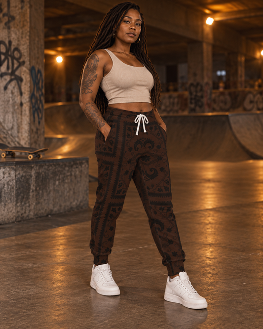 bandana-joggers-chocolate front underground-skatepark v01