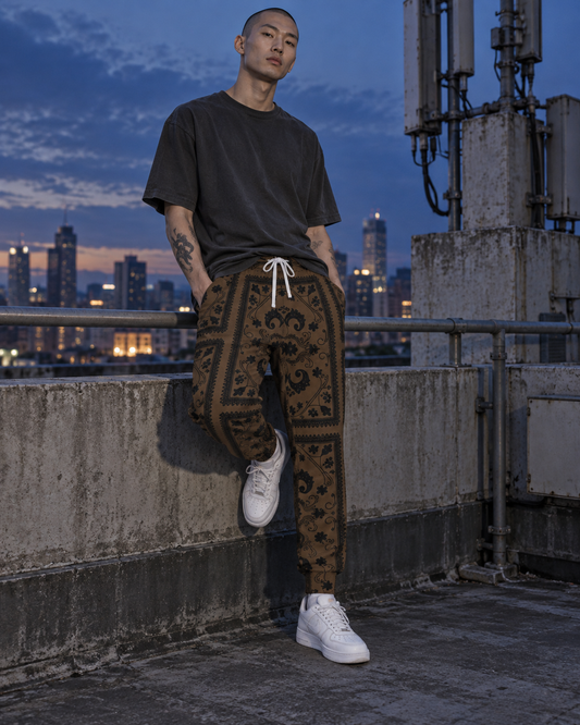 bandana-joggers-khaki front blue-hour-rooftop v01